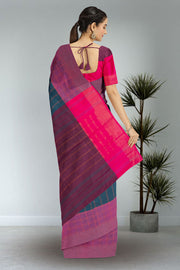 Blue Art Silk Kanjivaram Saree With Stripes Design 10076344