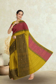 Yellow Handloom Chettinad Cotton Saree Without Blouse 10075188