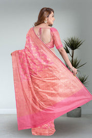 Pink Handloom Banarasi Katan Silk Saree 10074266