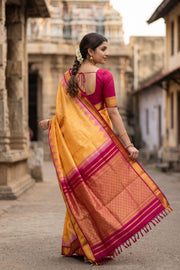 Beige Kanjivaram Silk Saree with Thazhambu Border 10078179