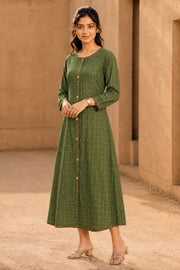 Green Embroidered Cotton Dress 10077624