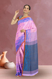 Pink Bengal Handwoven Jamdani Style Cotton Saree 10075332