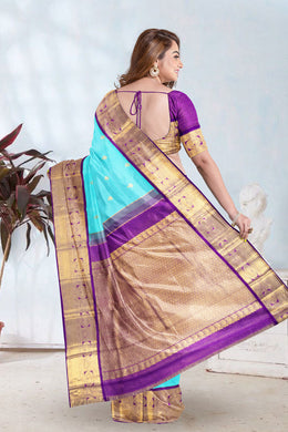 Blue Diamond Korvai Kanjivaram Silk Saree 10075662