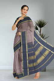 Rosy Brown Pure Zari Korvai  Kanjivaram Silk Saree 10063338