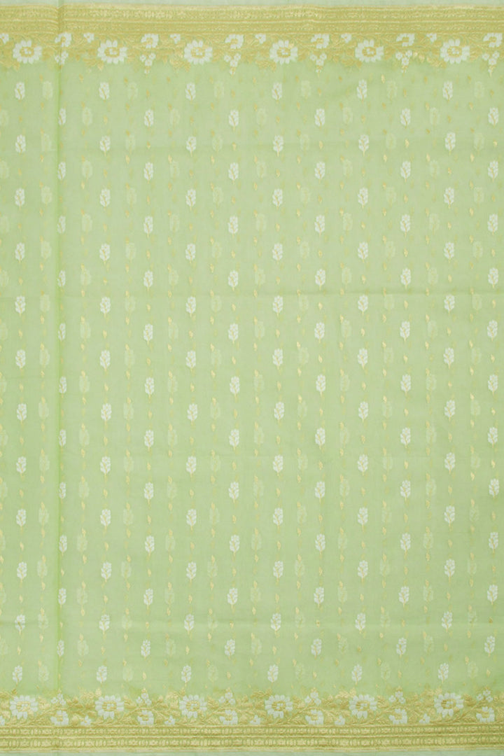 Green Handloom Banarasi Cotton Saree 10061302