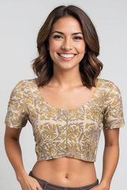 Brown Hand Block Vanaspathi Printed Cotton Blouse 10074475