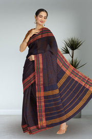 Indigo Blue Handloom Chettinad Cotton Saree 10070031