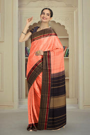 Peach Korvai Pure Zari Kanjivaram Silk Saree 10076126