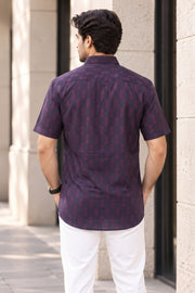 Indigo Handblock Print Pre-Washed Pure Cotton Crop Shirt 10074619
