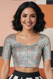 Green Banarasi Silk Blouse 10075010