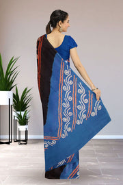 Blue Bandhani Mulmul Cotton Saree 10075493