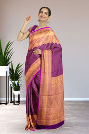 Jamun Purple Bridal Pure Zari Kanjivaram Silk Saree 10062482