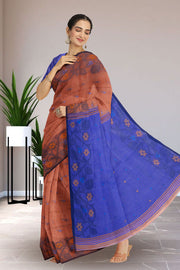 Brown Bengal Handwoven Jamdani Style Cotton Saree 10075348