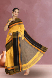 Yellow Shantipur Tant Bengal Cotton Saree 10074982