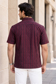 Indigo Handblock Print Pre-Washed Pure Cotton Crop Shirt 10074622