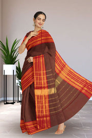 Brown Handloom Kanchi Cotton Saree  10071754