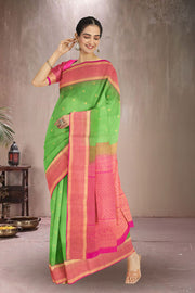 Spring Green Handloom Kanjivaram Soft Silk Saree 10075693