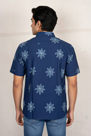 Indigo Handblock Print Pre-Washed Pure Cotton Shirt 10076221