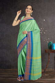 Green Handloom Chettinad Cotton Saree 10075889