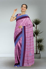 Mauve Bengal Handwoven Cotton Saree 10075338