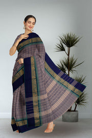 Grey Handloom Chettinad Cotton Saree Without Blouse 10075135