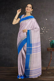 Lavender Art Silk Kanjivaram Saree With Checks Design 10076311