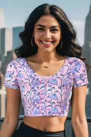 Pink Handblock Printed Cotton Blouse 10075220