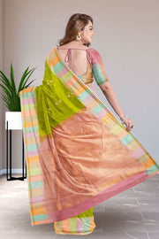 Green Handloom Kanjivaram Soft Silk Saree 10075675