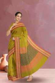 Green Handloom Chettinad Cotton Saree 10075068