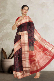 Black Handloom Kanjivaram Silk Saree 10069271