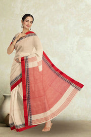 Cream Shantipur Tant Bengal Cotton Saree 10074965