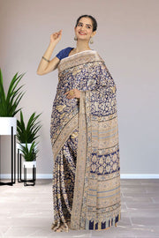 Blue Kashmiri Printed Silk Saree 10075987