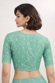 Green Aari Embroidered Chanderi Silk Cotton Blouse 10068927