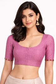Mauve Aari Embroidered Tussar Silk Blouse 10069975