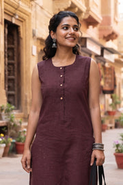 Maroon Handcrafted Stripes Kurta 10077466