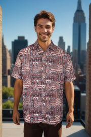 Black Half Sleeve Ajrakh Printed Cotton Mens Shirt 10071089