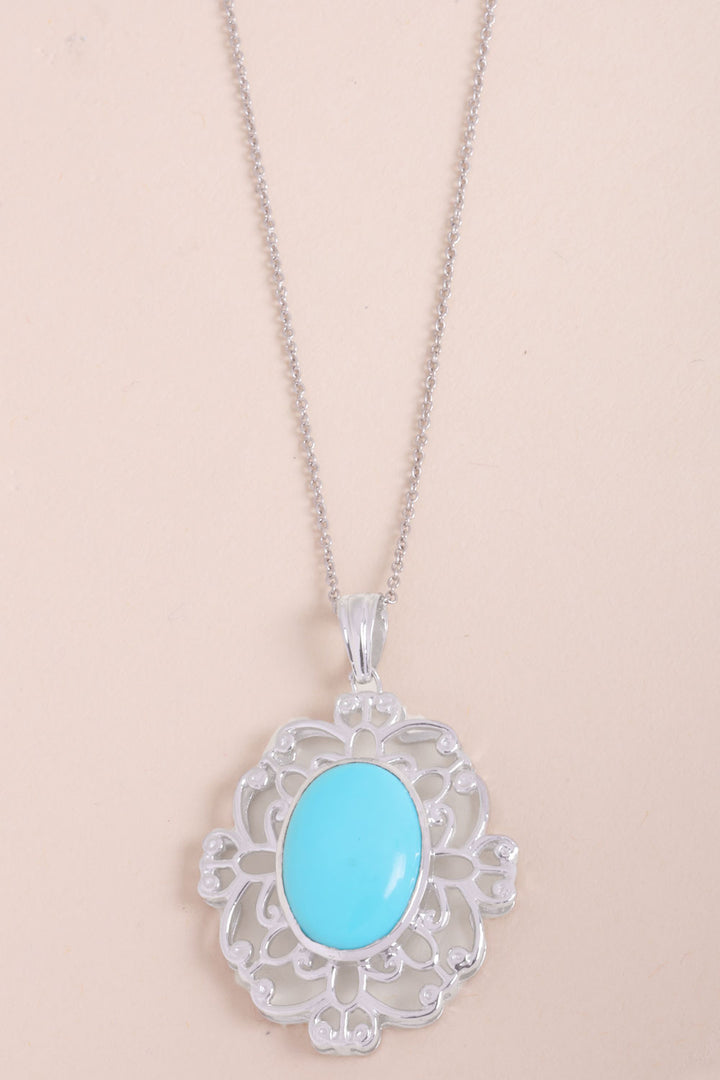 Turquoise &  Sterling Silver Necklace Pendant Chain 10067148