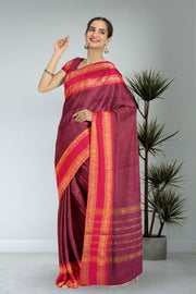 Magenta Handloom Chettinad Cotton Saree 10075883