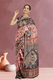 Pink Kalamkari Printed Malai Cotton Saree 10074681