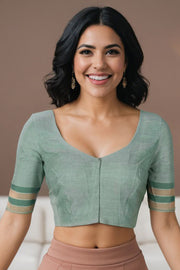 Green Andhra Cotton Blouse 10073431