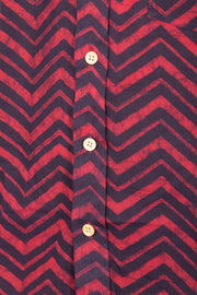 Indigo Handblock Print Pre-Washed Pure Cotton Crop Shirt 10074618