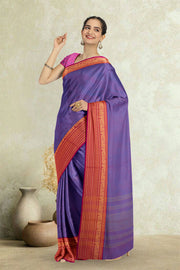 Purple Handloom Chettinad Cotton Saree 10075802