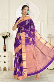 Purple Pure Zari Kanjivaram Silk Saree 10063361