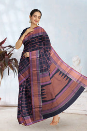 Navy Blue Threadwork Handloom Kanjivaram Silk Saree 10067869