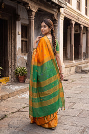 Orange Kanjivaram Silk Cotton Saree 10077969