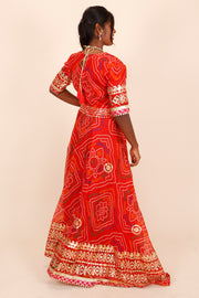 Orange Handcrafted Kota Doria Cotton Lehenga