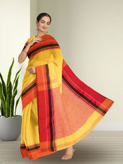 Yellow Shantipur Tant Bengal Cotton Saree 10074980