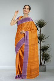 Kanjivaram Vegan Viscose Silk Saree Light Brown Color Block Design 10075554