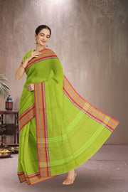 Green Handloom Chettinad Cotton Saree Without Blouse 10075146