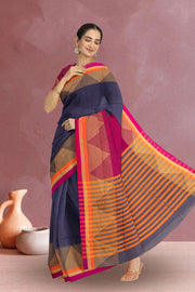 Blue Bengal Handwoven Cotton Saree 10075322